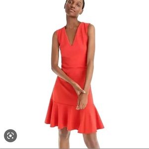 JCrew Red Flounce Dress